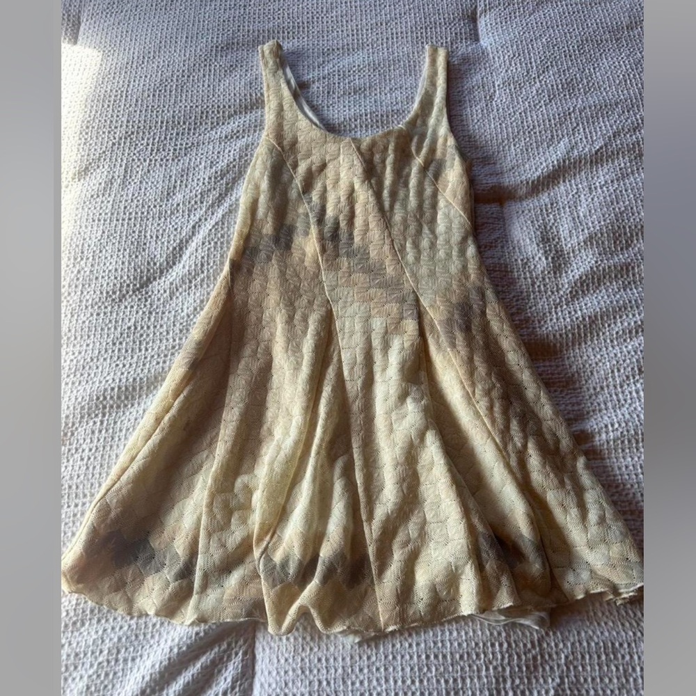 Free People cream, grey, and peach mini dress